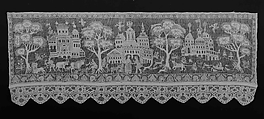Bed curtain border, Linen, Russian